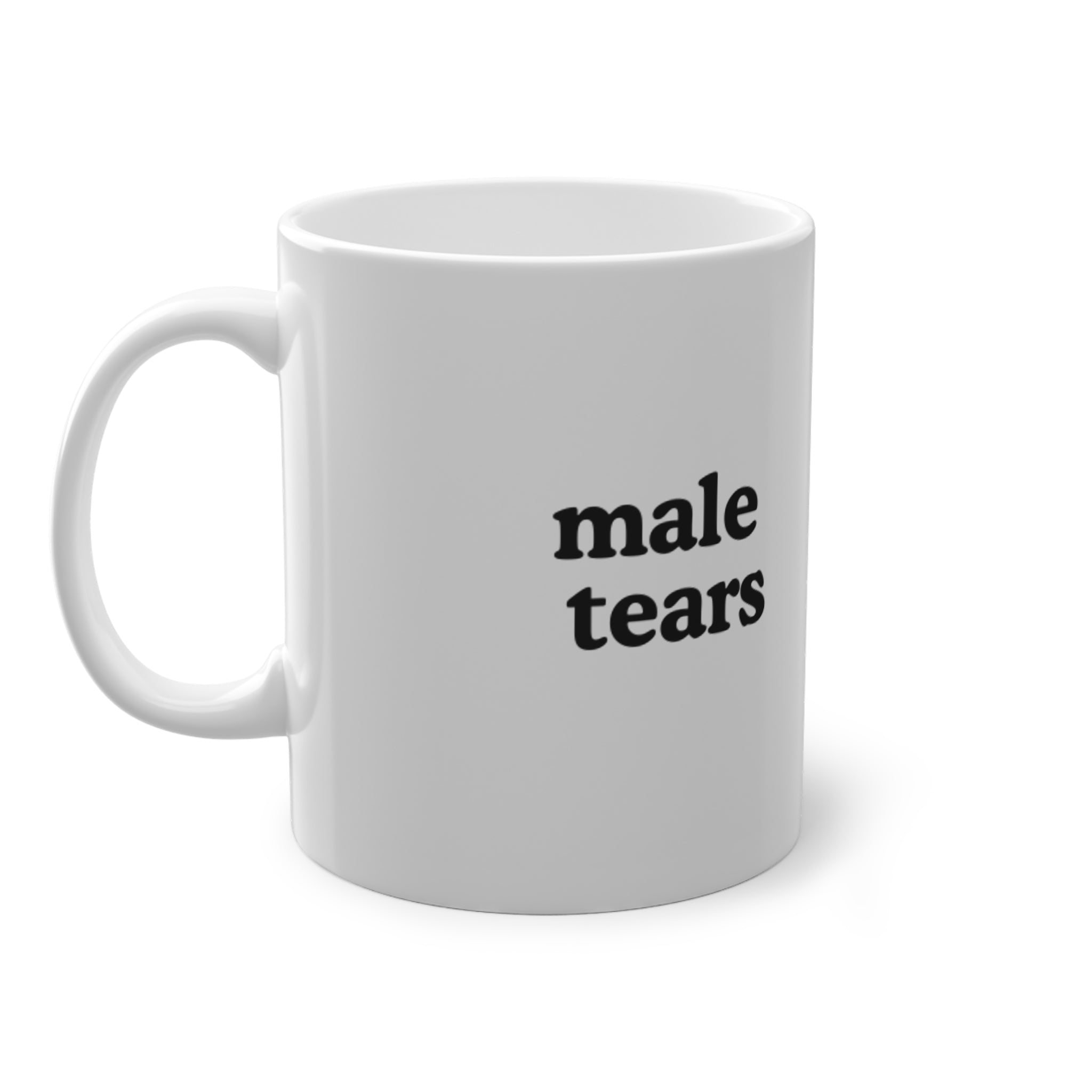male tears mug | minimal black text ceramic mug