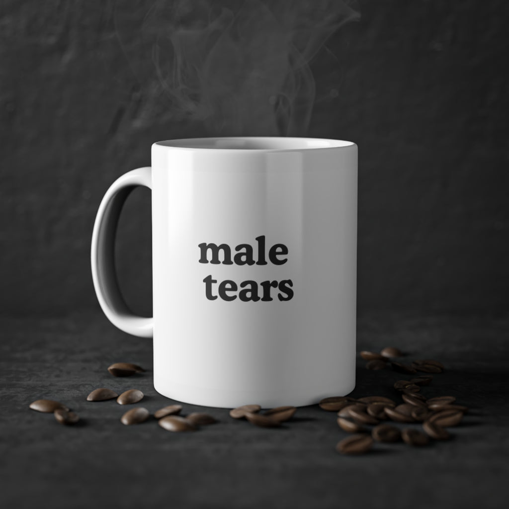 male tears mug | minimal black text ceramic mug