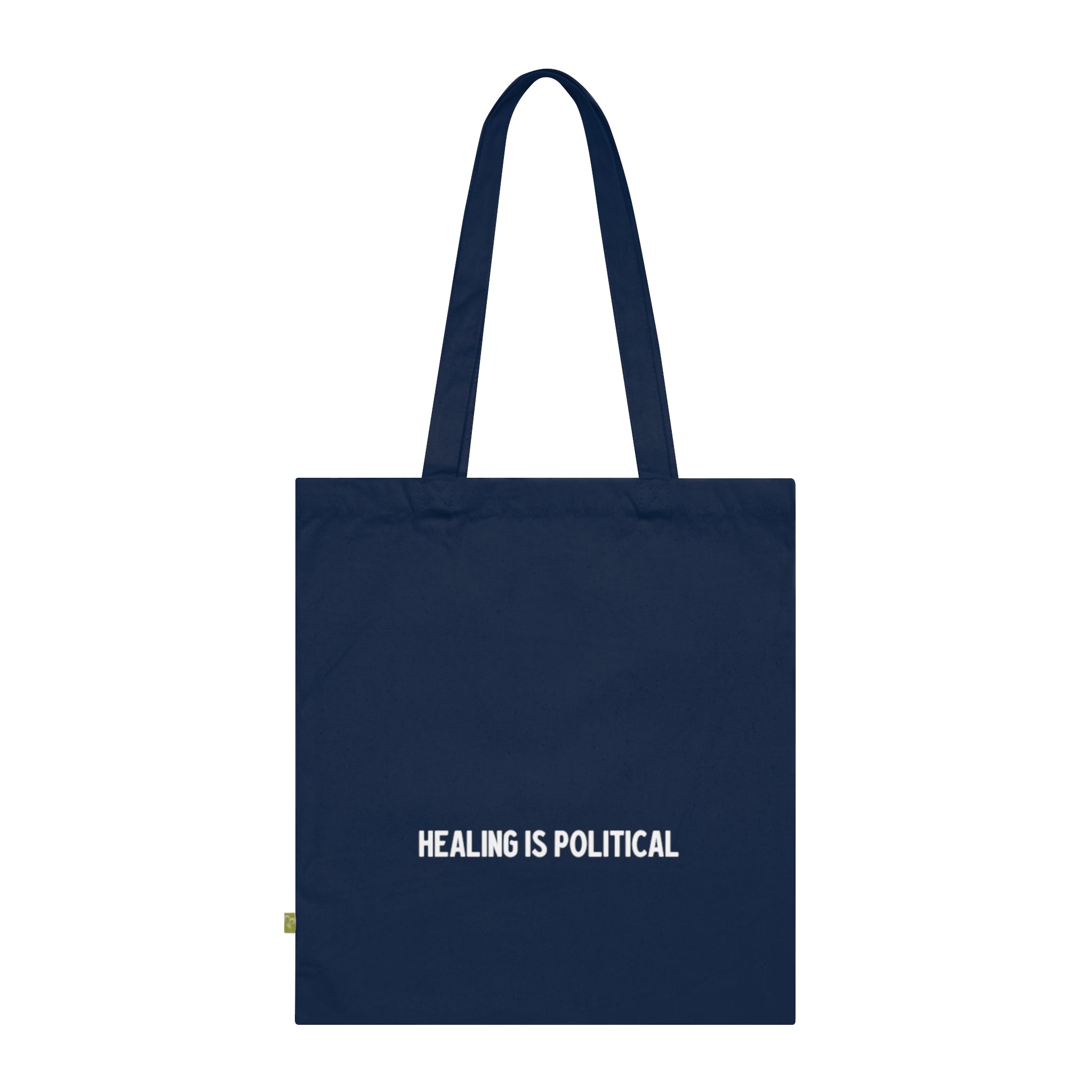 Healing Is Political Tote Bag | Navy organic cotton tote
