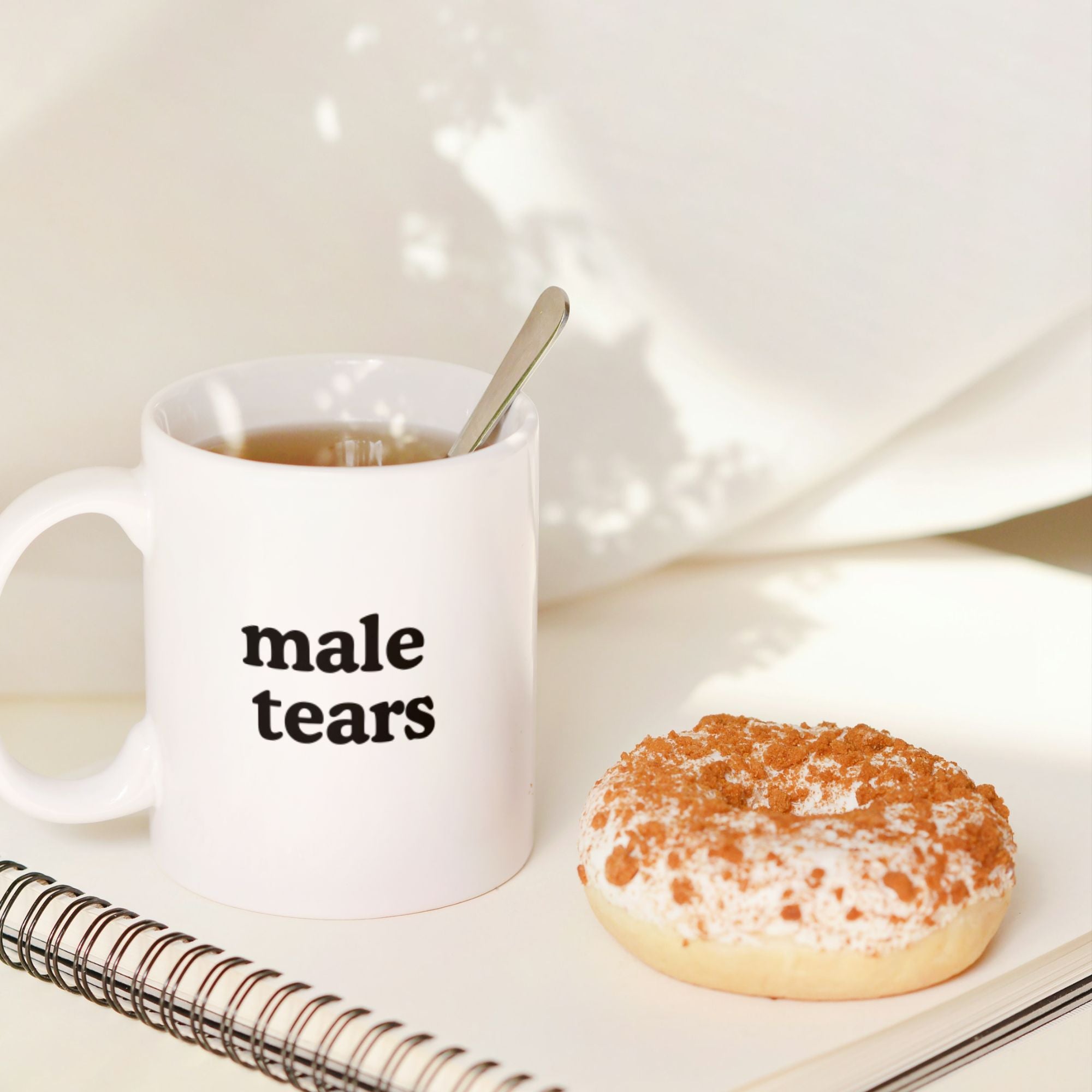 male tears mug | minimal black text ceramic mug
